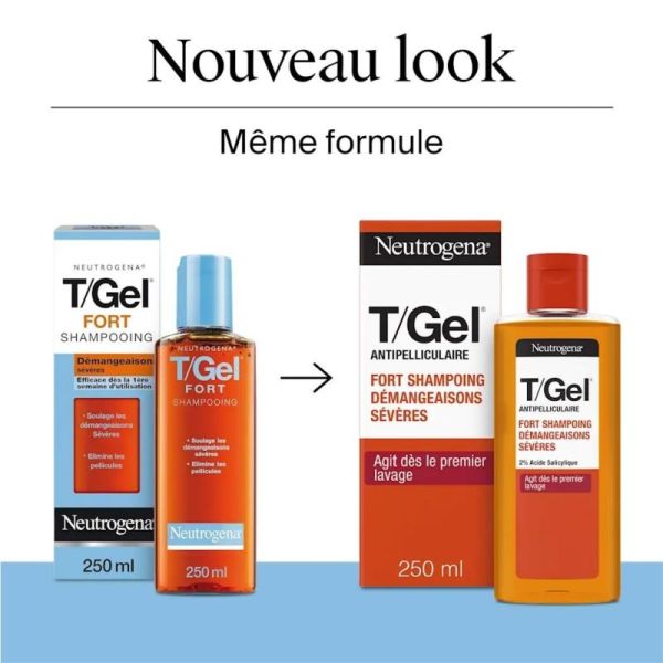Neutrogena T/Gel Fort Shampoing Démangeaisons Sévères 250 ml - Apaise les démangeaisons intenses