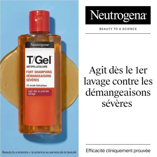 Neutrogena T/Gel Fort Shampoing Démangeaisons Sévères 250 ml - Apaise les démangeaisons intenses