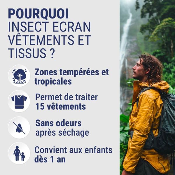 Insect Ecran Anti-Moustiques Spray Vêtements & Tissus - 100ml - Protection invisible sur vos vêtements
