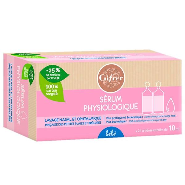 Gifrer Sérum Physiologique 24 unidoses - Lavage nasal et ophtalmique