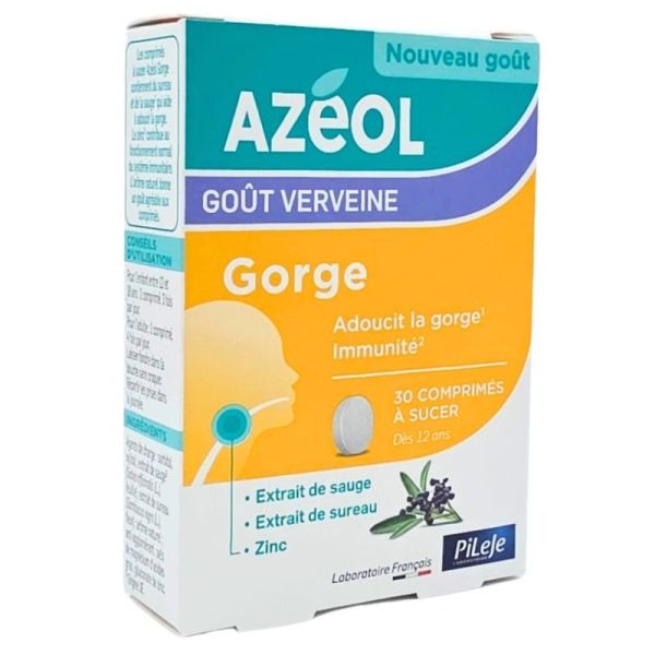 Pileje Azéol Gorge 30 comprimés à sucer goût verveine - Adoucit la gorge