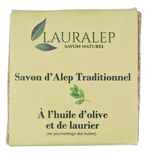 Lauralep Savon d’Alep traditionnel à l'huile d'olive et de laurier 180g - Elaboré selon la recette traditionnelle en chaudron