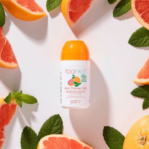 Toofruit Mon Premier Déo Roll-on - 50ml - Pamplemousse-Menthe - Sans alcool ni sels d'aluminium