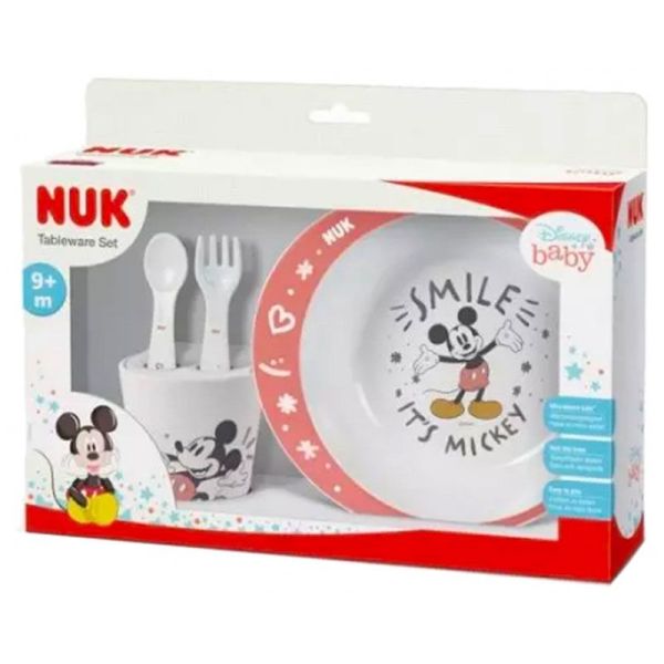 NUK Coffret de Vaisselle Disney Baby - Mickey - 9 Mois et Plus - Idéal pour l'Apprentissage - 1 coffret