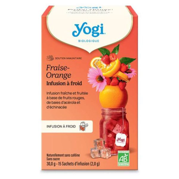 Yogi Tea Infusions À Froid Fraise Orange Bio 15 Sachets – Éclat et vitamine C