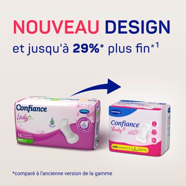 Confiance Lady Pads 3 Gouttes - 12 protections - Protège-slips féminins ultra-discrets