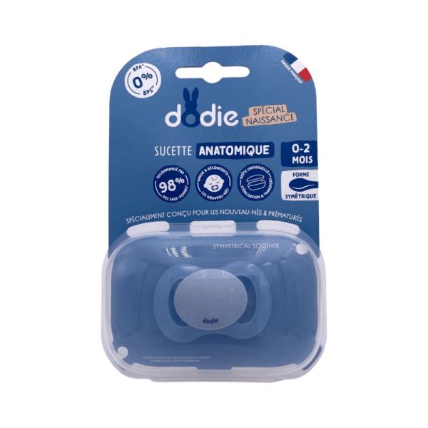 Dodie Sucette Anatomique Naissance 0-2m Silicone Bleu - 1 Unité