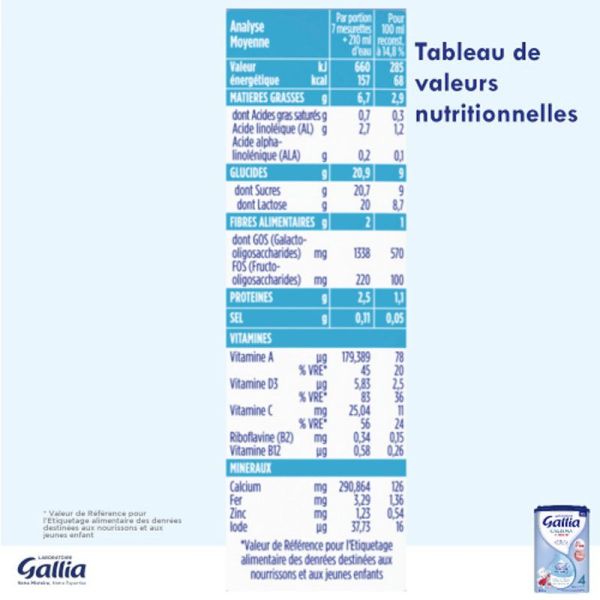 Gallia Calisma Junior Lait de Croissance Dès 18 mois - 830 g