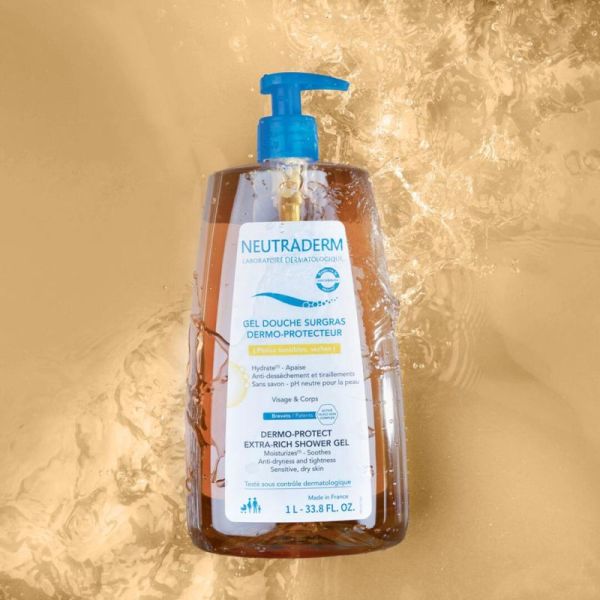 Neutraderm Gel Douche Surgras Dermo-Protecteur 1 L - Nettoie, apaise, hydrate et protège du dessèchement