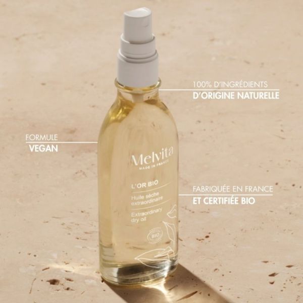 Melvita Huile Extraordinaire L'Or Bio 100 ml - Nutrition, éclat immédiat et effet gloss