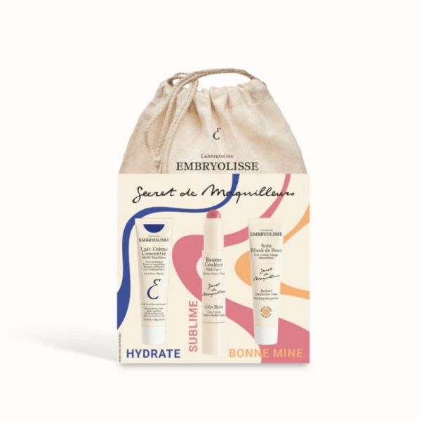 Embryolisse Pochon Secret de maquilleurs 3 Produits - Routine maquillage soin pour un teint frais et lumineux