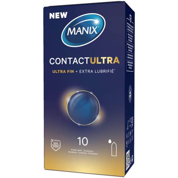 Manix Contact Préservatifs Ultra-Fin + Extra Lubrifié - 10 préservatifs
