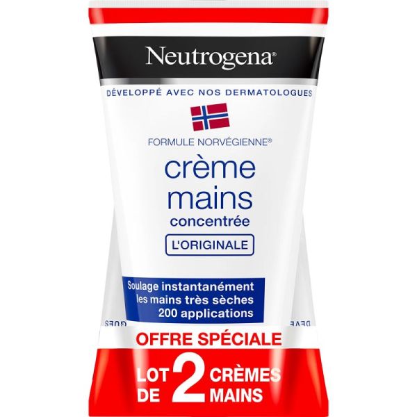 Neutrogena Crème Mains Concentrée l'Originale - Lot de 2x50ml - Répare, protège et adoucit les mains sèches