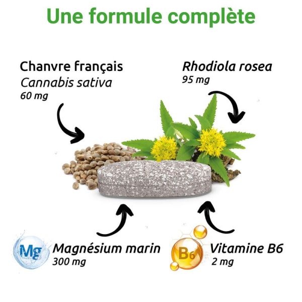 Mag2 Cannabis Sativa 30 Comprimés - Détente et relaxation, réduit la fatigue