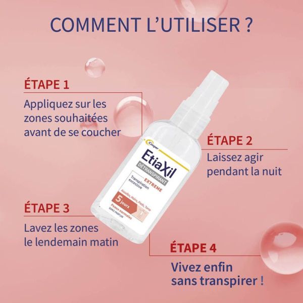 Etiaxil Spray Déodorant Détranspirant Aisselles Mains Pieds Torse - 30ml - Anti-transpirant extrême