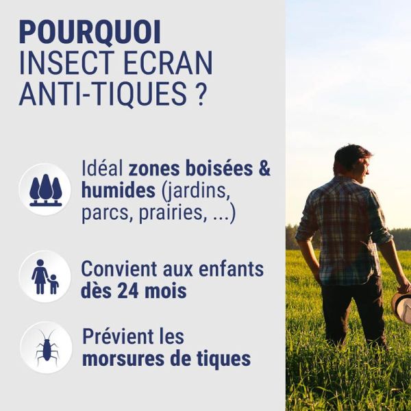 Insect Ecran Anti-Tiques Moustiques & Phlébotomes Répulsif - 100ml - Protection zones boisées et humides