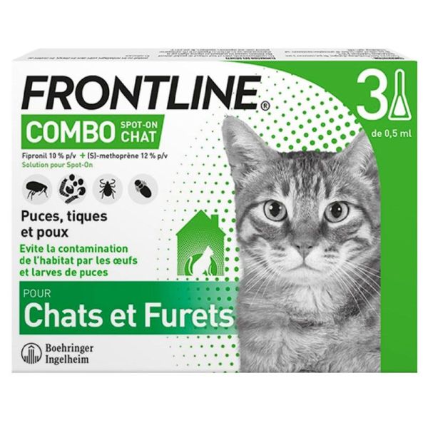 Frontline Combo Chats et Furets 3 Pipettes - Anti-puces, tiques et poux