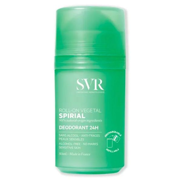 SVR Spirial Déodorant 24h Végétal - Peaux Sensibles - Rechargeable - Roll-On de 50 ml