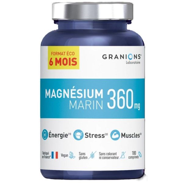 Granions Magnésium Marin 360mg Énergie, stress & Muscles - 180 Comprimés