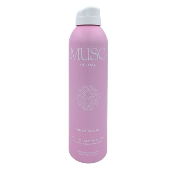 Musc Intime Musc Blanc Lait en Spray Parfumé 200 ml - Lait corporel hydratant au beurre de karité