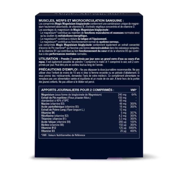 New Nordic Magic Magnesium Bisglycinate 600mg - 60 comprimés - Stress, fatigue et fonction musculaire