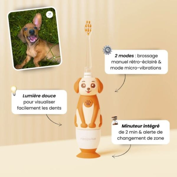 Neopulse Brosse à Dents pour Chien NEODOG - Brossage manuel ou micro-vibrations