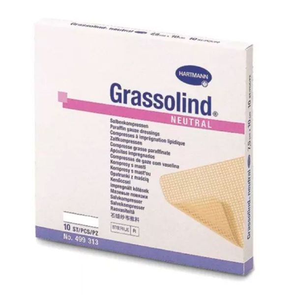 Hartmann Grassolind Neutral - Pansement Gras - 10x10 Cm - Vaseline + Softisan - Boîte de 10x2 pansements