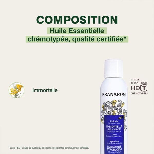 Pranarôm Hydrolat d'Immortelle Bio 150ml – Décongestionnant et anti-rougeurs