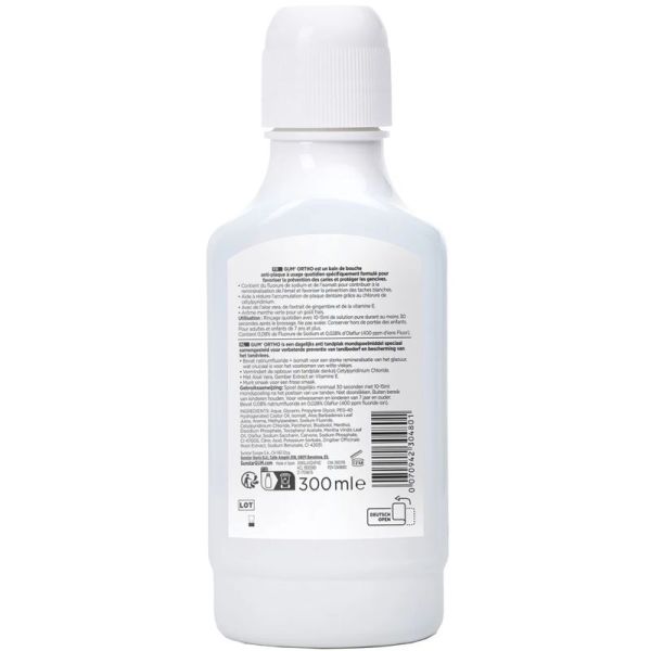 GUM Ortho Bain de Bouche Anti-Plaque Fluoré 300ml – Protection et soin orthodontique