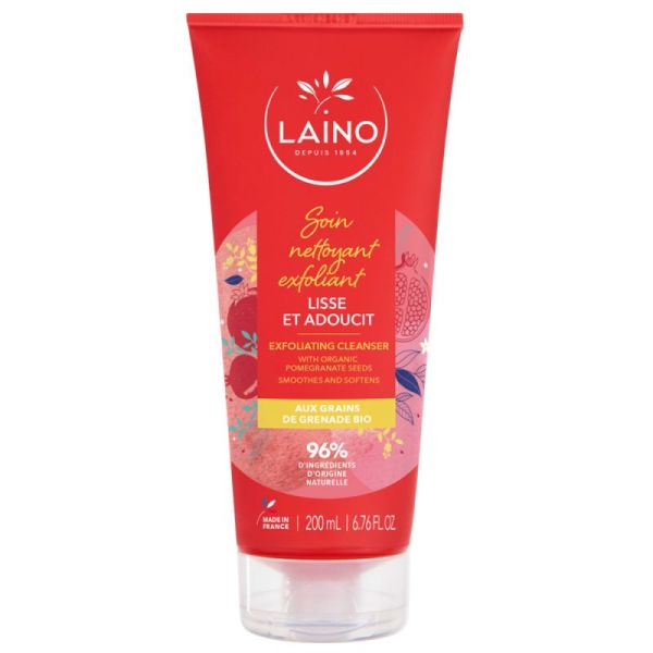 Laino Soin Nettoyant Exfoliant aux Grains de Grenade Bio - 200ml - Nettoie, exfolie et hydrate