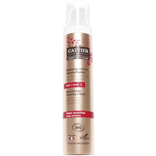 Cattier Sleeping Crème Redensifiante Nuit Rides Installées Bio 50ml – Régénération et fermeté