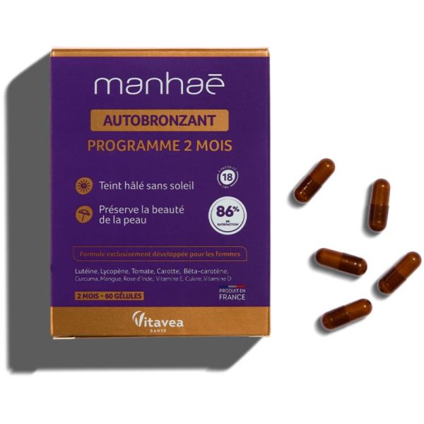 Vitavea Manhaé Autobronzant 60 Gélules – Teint hâlé et effet bonne mine
