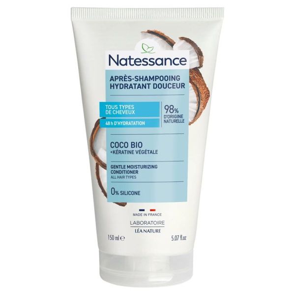 Natessance Après-Shampooing Extra-Doux Coco et Kératine Végétale 150 ml