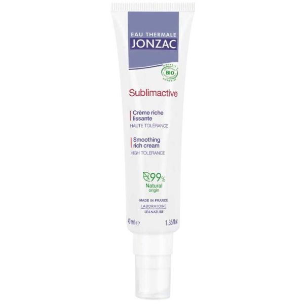 Jonzac Sublimactive Anti-Âge Cellulaire Crème Riche Lissante Bio - Raffermit et Protège - 40ml