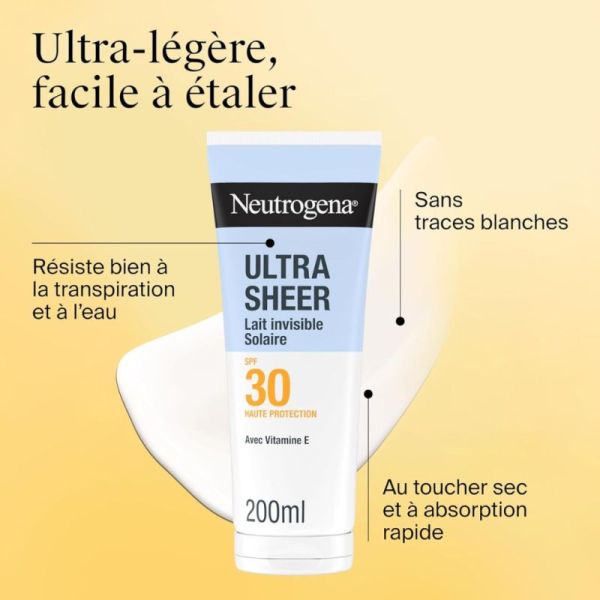 Neutrogena Ultra Sheer Lait Solaire Invisible SPF30 Visage & Corps - 200ml