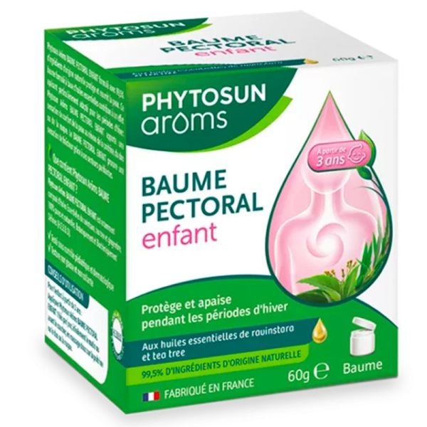 Phytosun Arôms Baume Pectoral Enfant - Aux Huiles Essentielles - Protège et Apaise - 60g