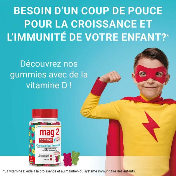 Mag 2 Croissance Immunité Kids - 30 Gommes - Sans Sucre Ajoutés -  Favorise Croissance et Immunité