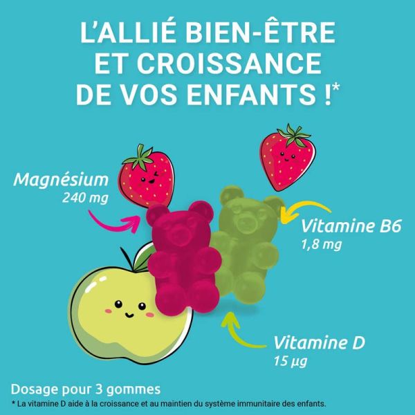 Mag 2 Croissance Immunité Kids - 30 Gommes - Sans Sucre Ajoutés -  Favorise Croissance et Immunité
