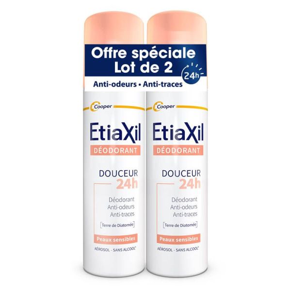 Etiaxil Déodorant Douceur 48h Aérosol - Lot de 2 x 150ml