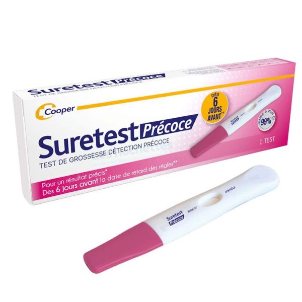 Suretest Test de Grossesse Précoce - Détection Rapide - 6 jours avant Retard des Règles - 1 test
