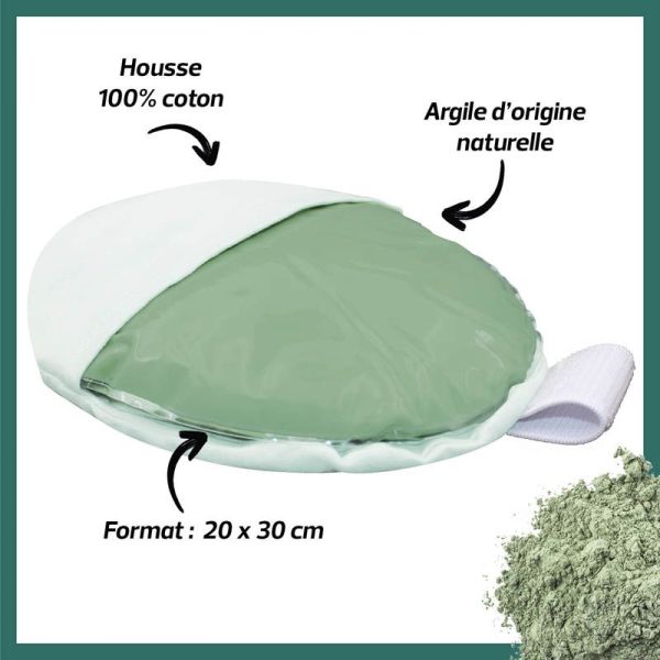 Actipoche Coussin Thermique Argile Dos & Ventre - 20 × 30 cm - Soulagement à chaud ou à froid