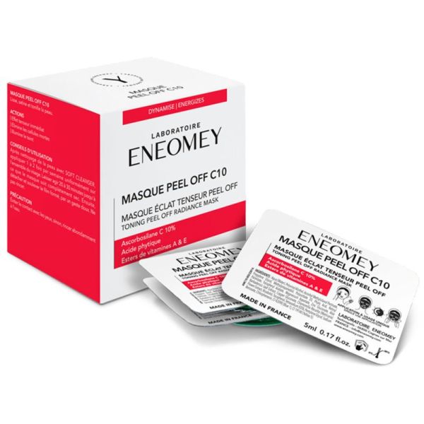 Eneomey Masque Peel Off C10 Eclat Tenseur 6x5ml - Ascarbosylane C10, Acide Phytique, Vit A et Vit E