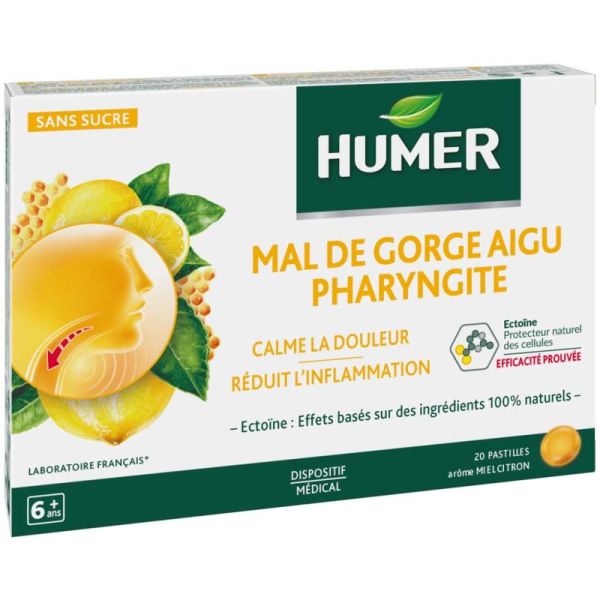 20 pastilles mal de gorge aigu pharyngite miel citron