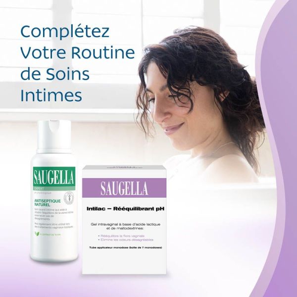 Saugella Intilac Rééquilibrant pH - Gel Intravaginal - Rééquilibre la Flore Vaginale - 7 Monodoses de 5 ml