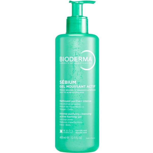 Bioderma Sébium Gel Moussant Actif 400ml – Nettoyant booster anti-imperfections