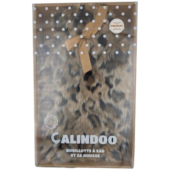 Calindoo Bouillotte à Eau et sa Housse 2 L Léopard - Confort, chaleur réconfortante et utilisation à froid