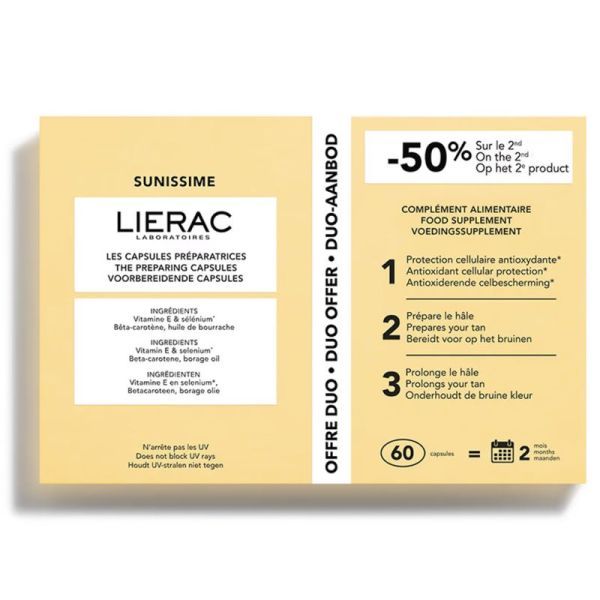 Lierac Sunissime Les Capsules Préparatrices Lot de 2 x 30 Capsules – Préparation et éclat du hâle