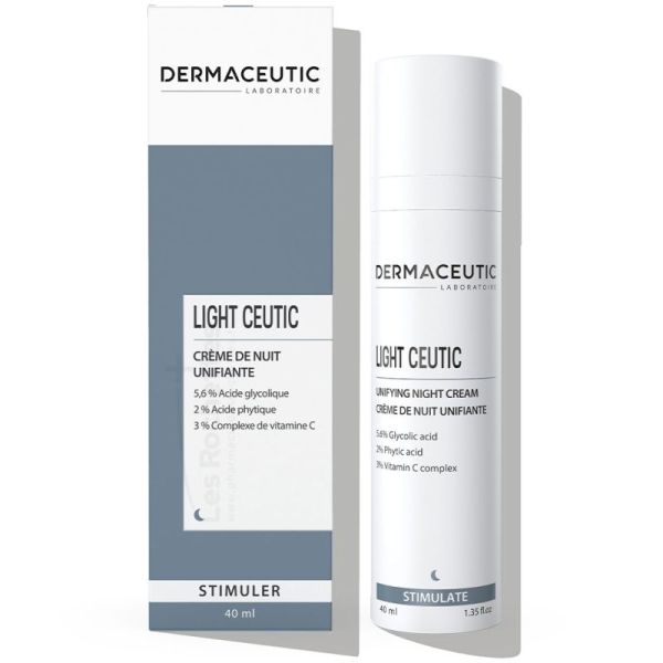 Dermaceutic Light Ceutic Creme De Nuit Unifiante - 40 ml - Exfoliation Naturelle - Eclat Restauré