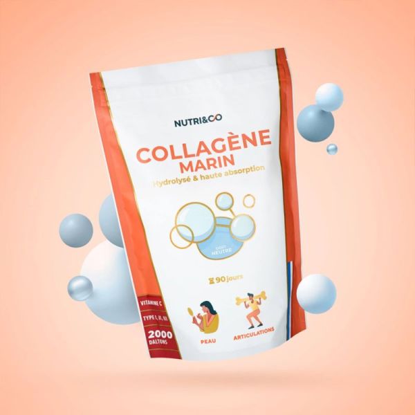 Nutri&Co Le Collagène Marin Type I II III et Vitamine C Goût Neutre 540g – Jeunesse et articulations