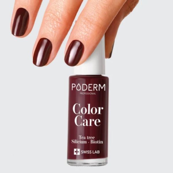 Poderm Vernis Color Care Tea Tree Rouge Noir 8 ml – vernis soin intense effet sophistiqué